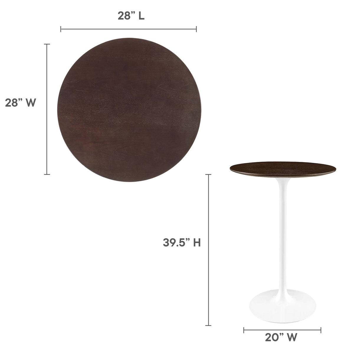 Lippa 28" Round Wood Bar Table by Modway - EEI-5199