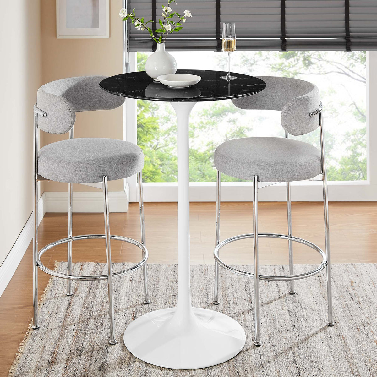 Lippa 28" Round Faux Marble Bar Table by Modway - EEI-5203