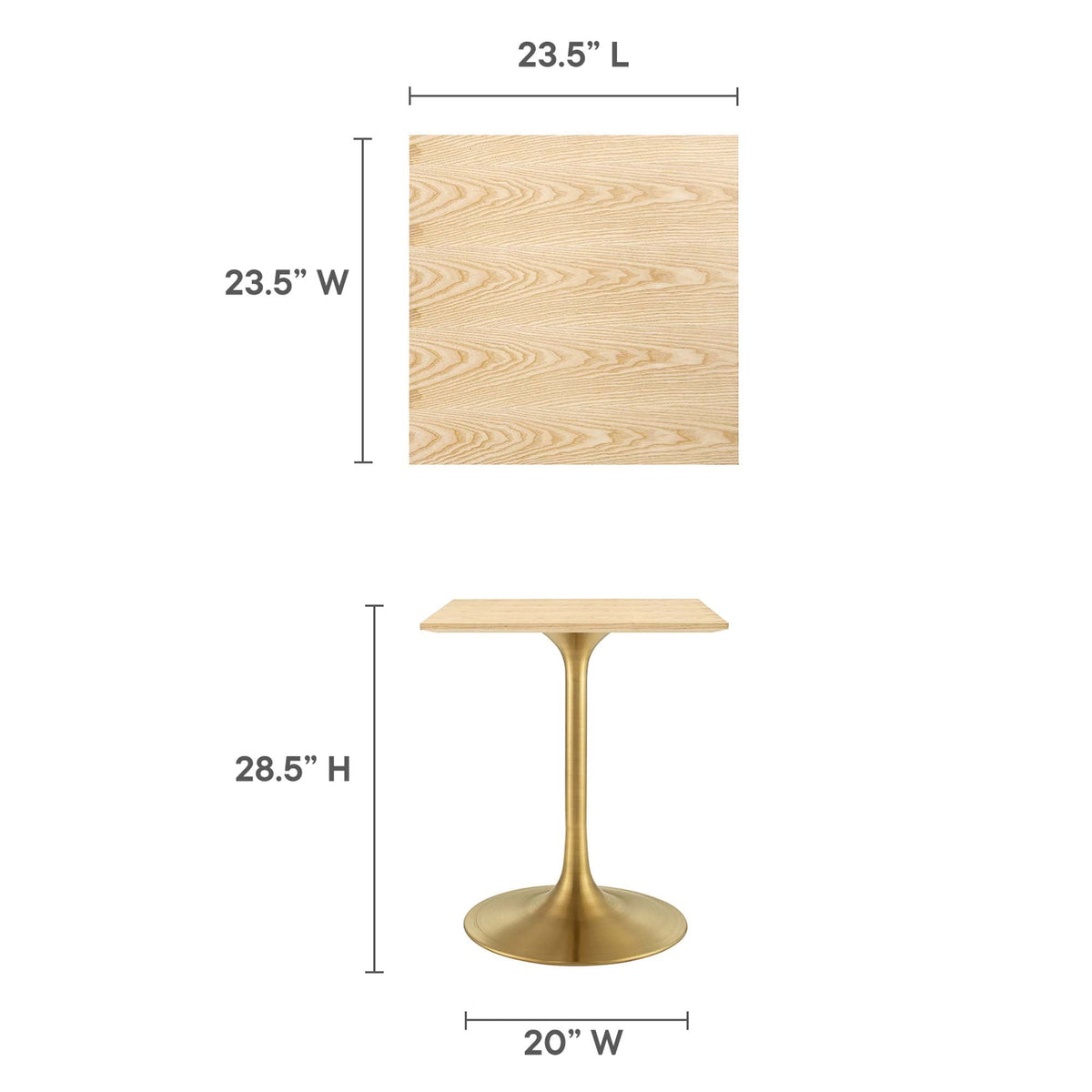 Lippa 24" Square Wood Dining Table by Modway - EEI-5219