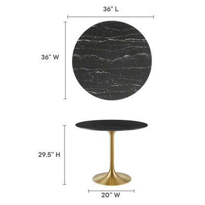 Lippa 36" Round Faux Marble Dining Table by Modway - EEI-5225