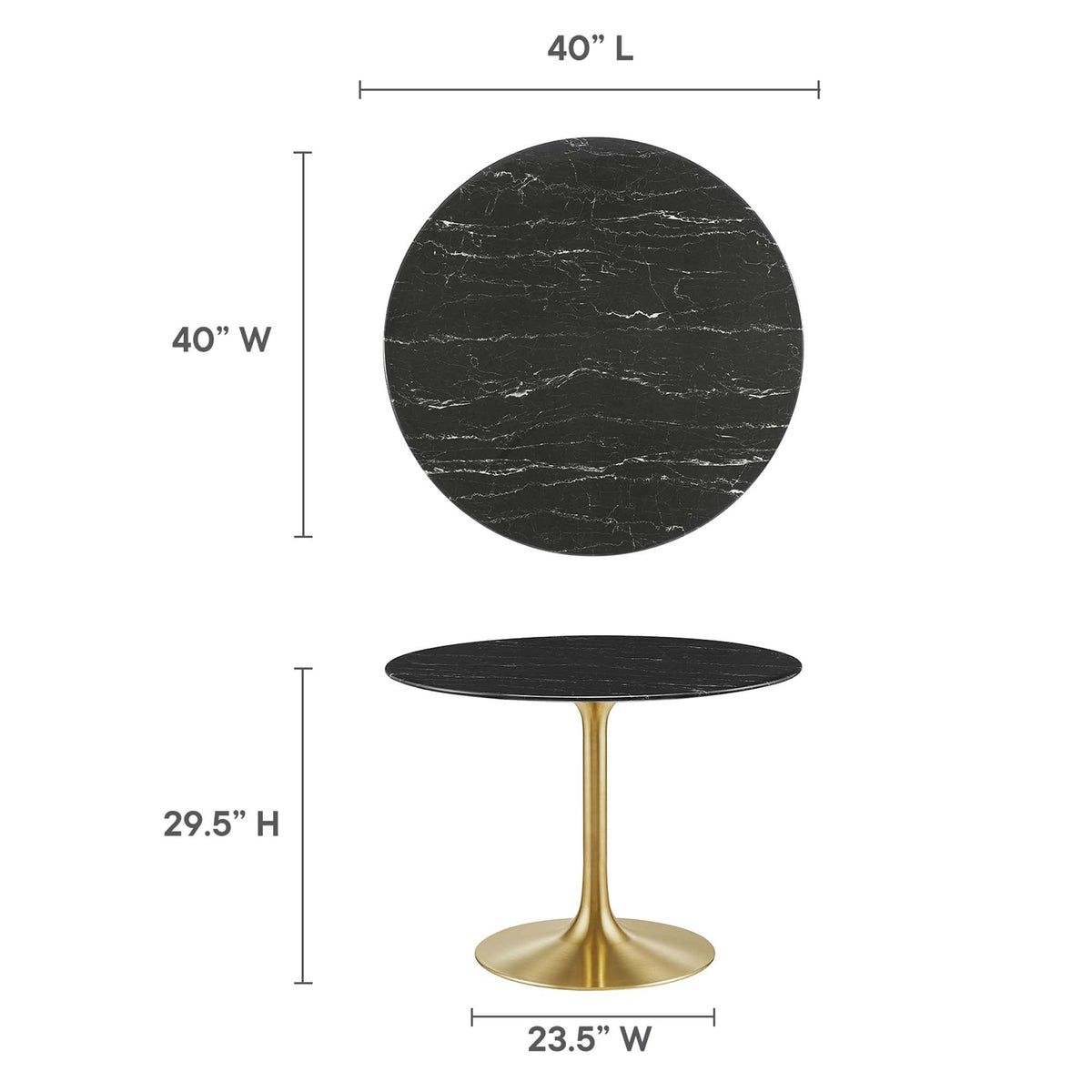 Lippa 40" Round Faux Marble Dining Table by Modway - EEI-5238