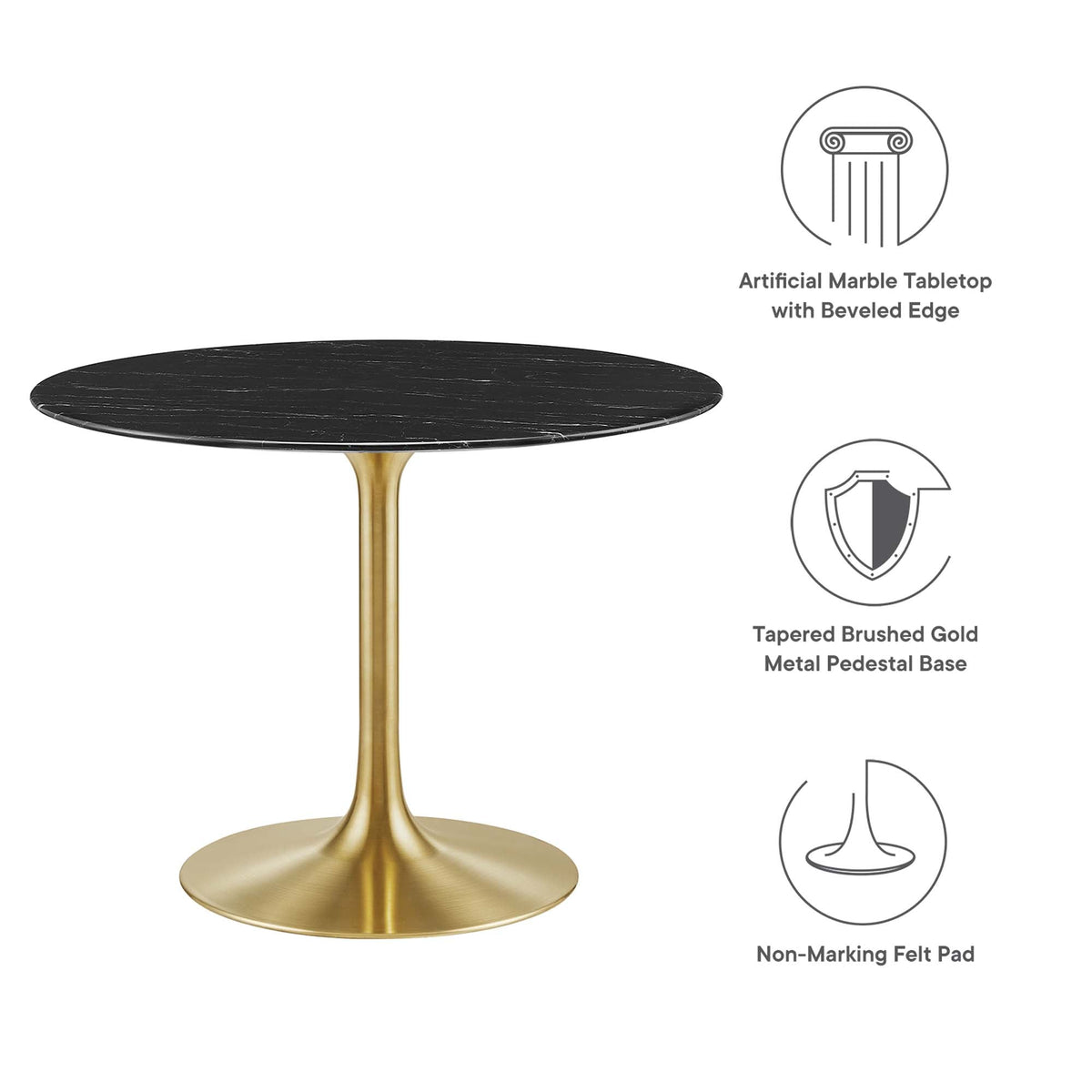 Lippa 40" Round Faux Marble Dining Table by Modway - EEI-5238