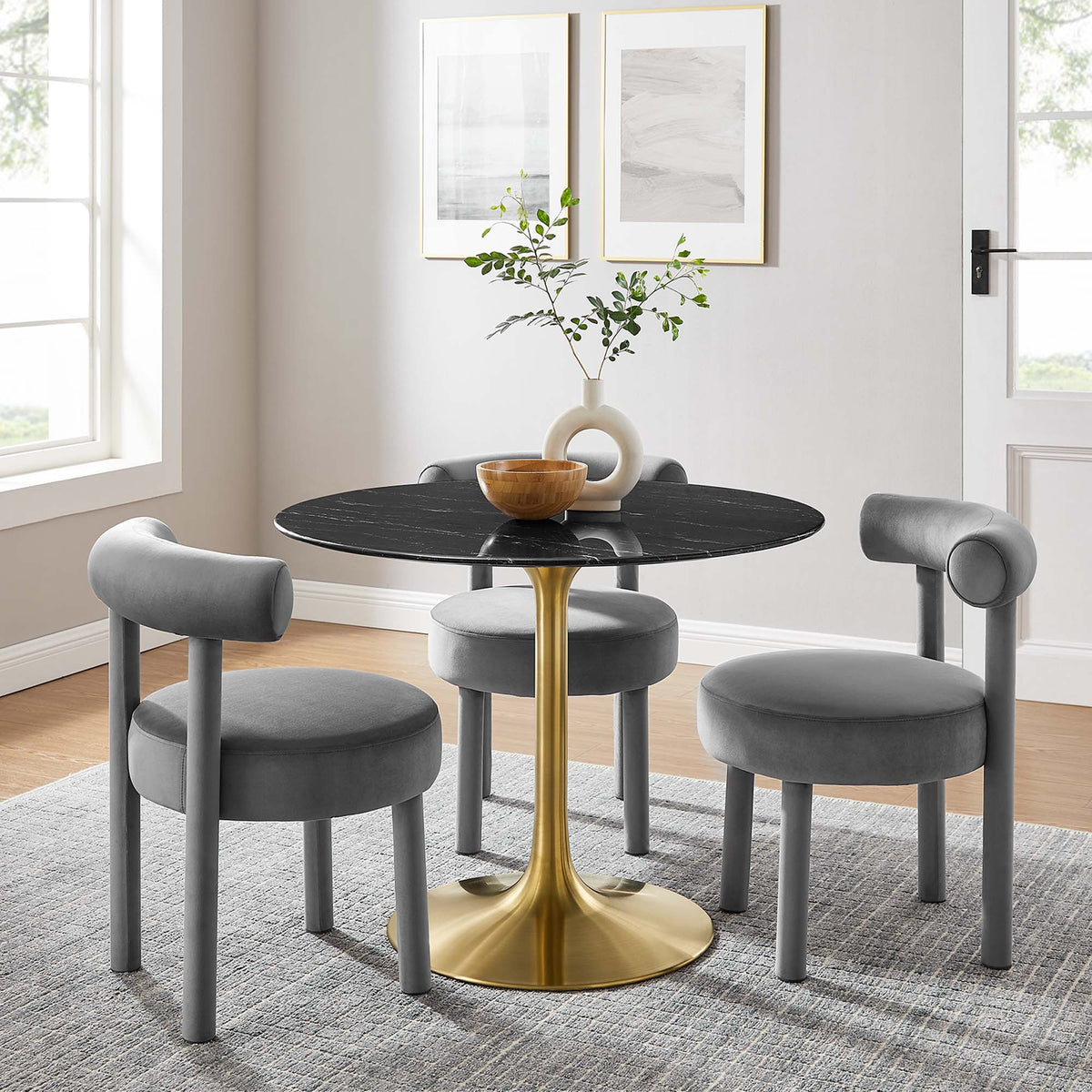 Lippa 40" Round Faux Marble Dining Table by Modway - EEI-5238