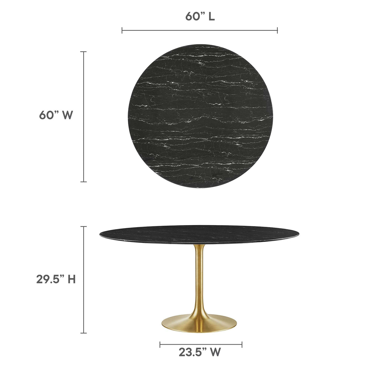 Lippa 60" Round Faux Marble Dining Table by Modway - EEI-5241