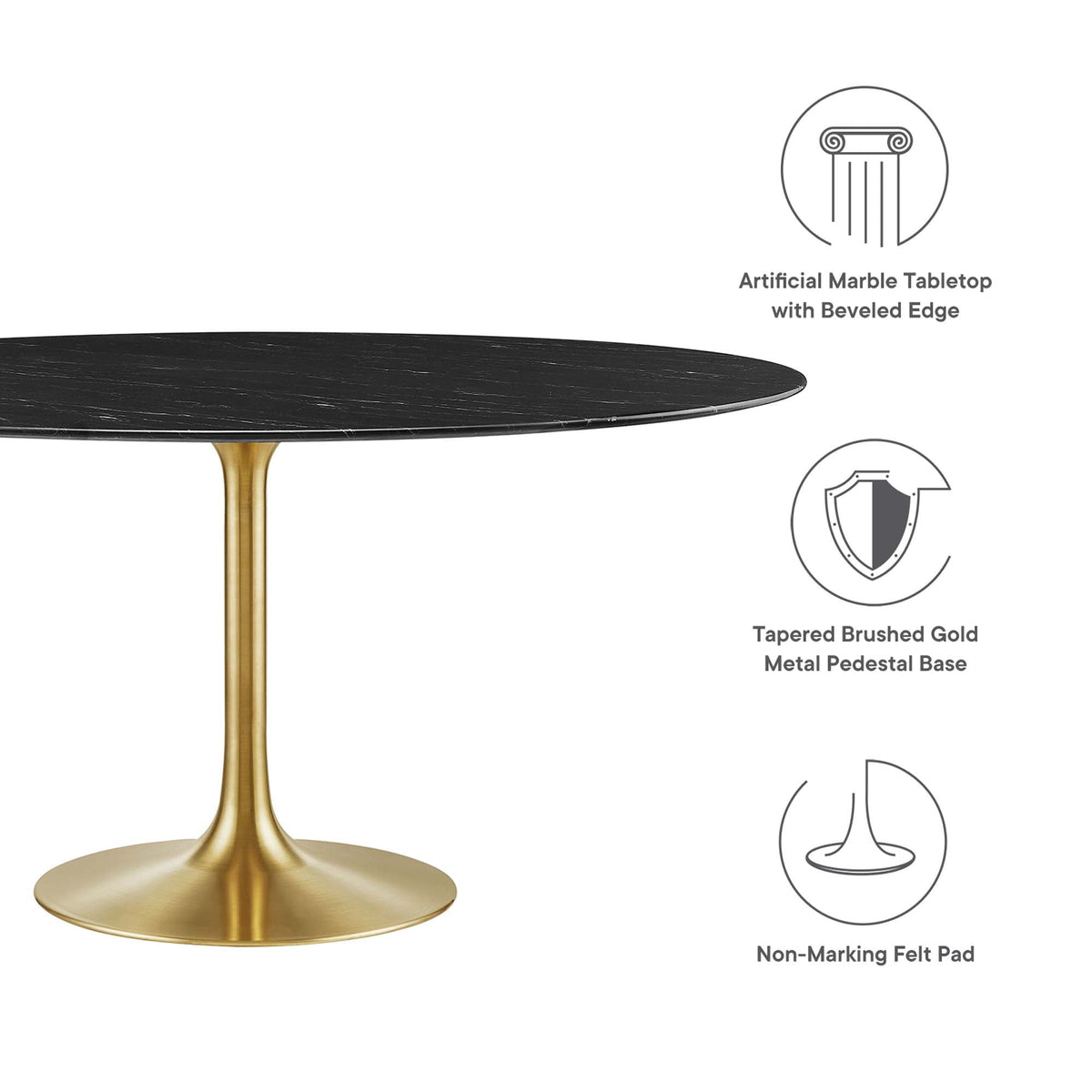 Lippa 60" Round Faux Marble Dining Table by Modway - EEI-5241