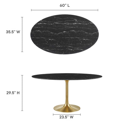 Lippa 60" Oval Faux Marble Dining Table by Modway - EEI-5243