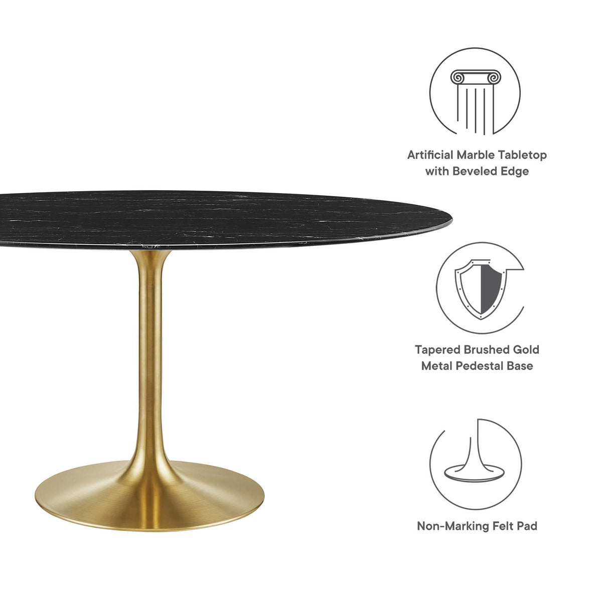 Lippa 60" Oval Faux Marble Dining Table by Modway - EEI-5243
