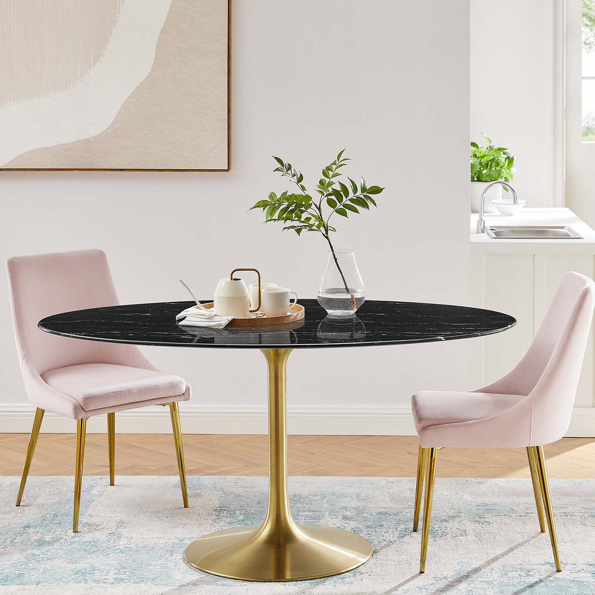 Lippa 60" Oval Faux Marble Dining Table by Modway - EEI-5243
