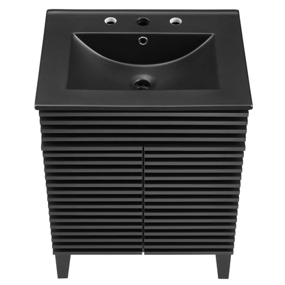 Render 24" Bathroom Vanity by Modway - Black Black / Walnut Black / White Black