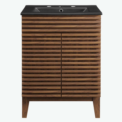 Render 24" Bathroom Vanity by Modway - Black Black / Walnut Black / White Black