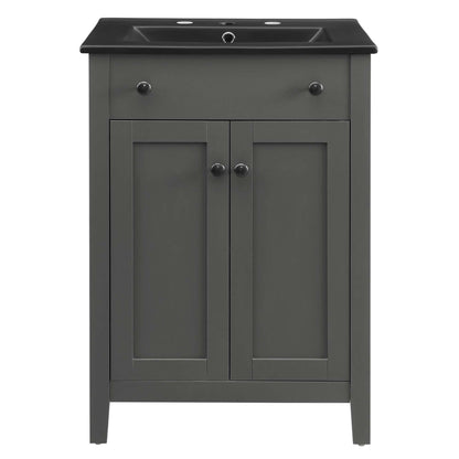 Nantucket 24" Bathroom Vanity by Modway - Gray Black / White Black