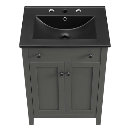 Nantucket 24" Bathroom Vanity by Modway - Gray Black / White Black