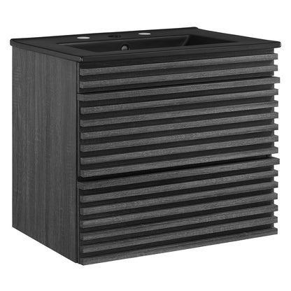 Render 24" Wall-Mount Bathroom Vanity by Modway - Charcoal Black / Oak Black / Walnut Black