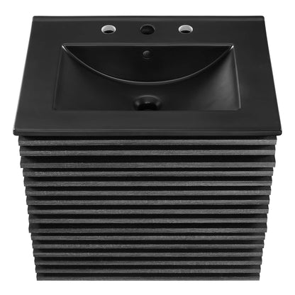 Render 24" Wall-Mount Bathroom Vanity by Modway - Charcoal Black / Oak Black / Walnut Black