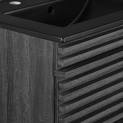 Render 24" Wall-Mount Bathroom Vanity by Modway - Charcoal Black / Oak Black / Walnut Black