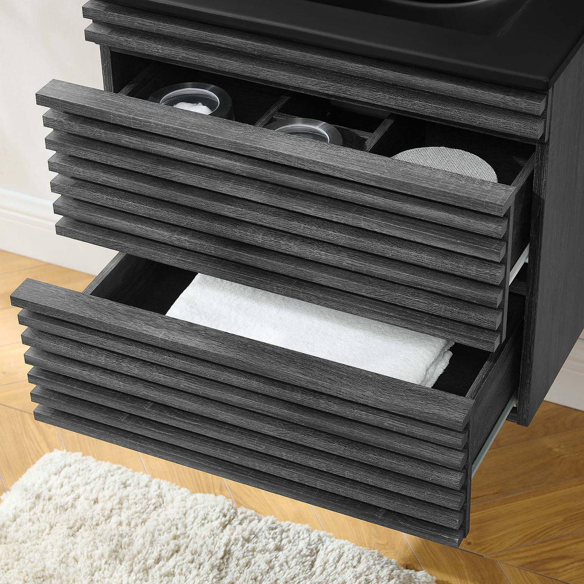 Render 24" Wall-Mount Bathroom Vanity by Modway - Charcoal Black / Oak Black / Walnut Black