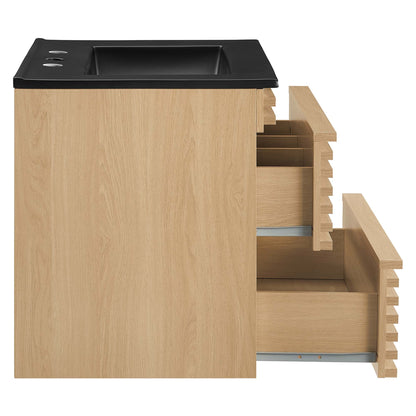 Render 24" Wall-Mount Bathroom Vanity by Modway - Charcoal Black / Oak Black / Walnut Black