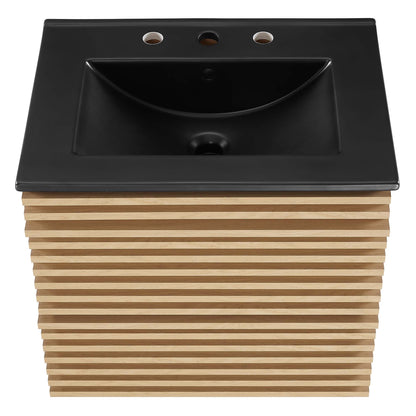 Render 24" Wall-Mount Bathroom Vanity by Modway - Charcoal Black / Oak Black / Walnut Black