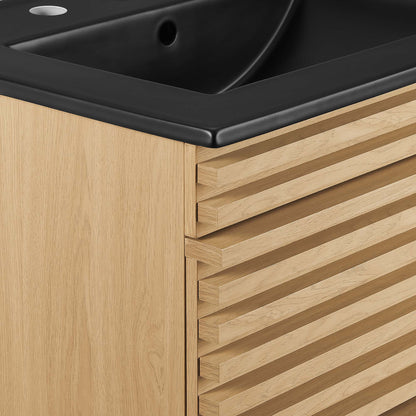 Render 24" Wall-Mount Bathroom Vanity by Modway - Charcoal Black / Oak Black / Walnut Black