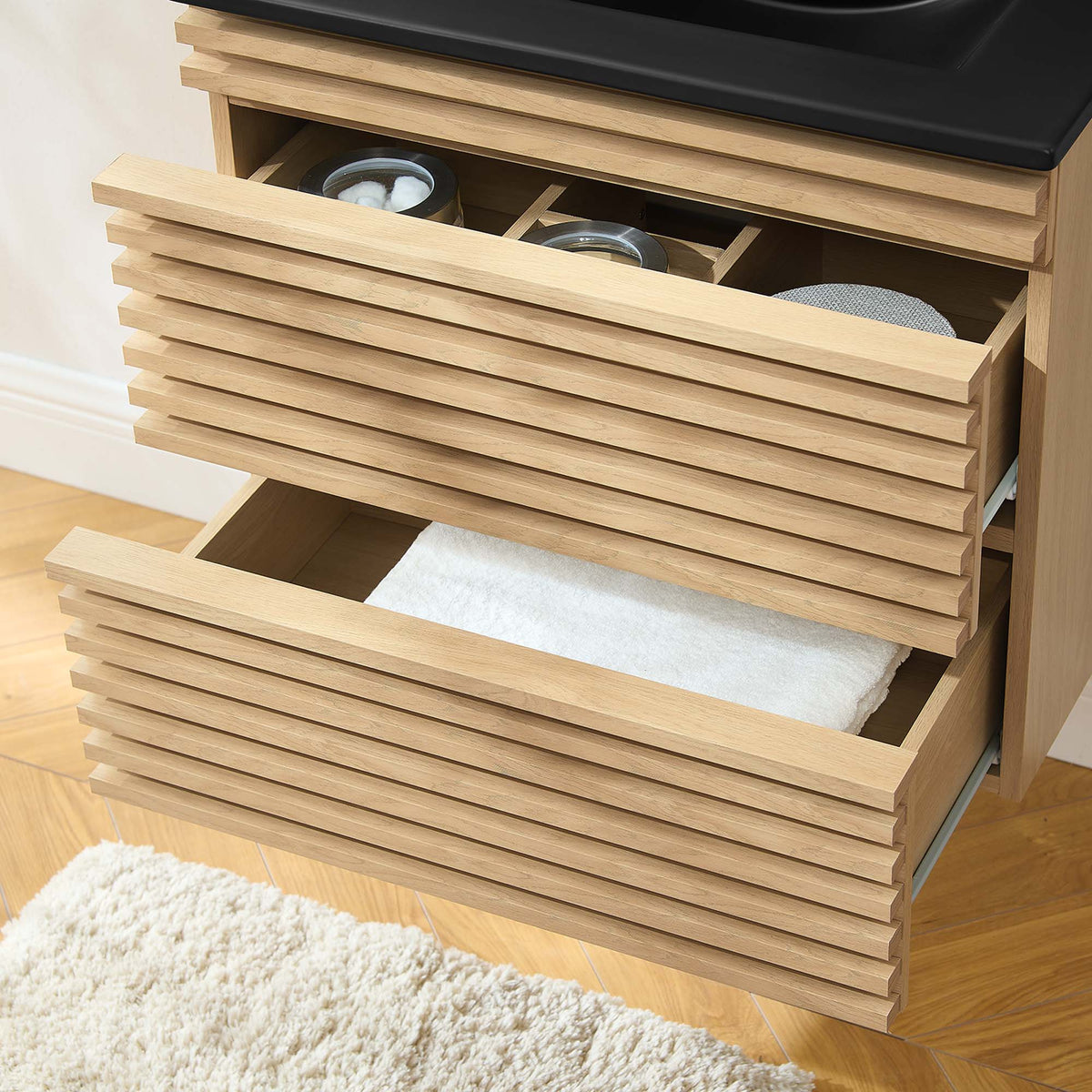 Render 24" Wall-Mount Bathroom Vanity by Modway - Charcoal Black / Oak Black / Walnut Black