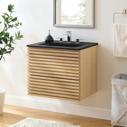 Render 24" Wall-Mount Bathroom Vanity by Modway - Charcoal Black / Oak Black / Walnut Black