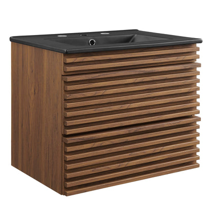 Render 24" Wall-Mount Bathroom Vanity by Modway - Charcoal Black / Oak Black / Walnut Black