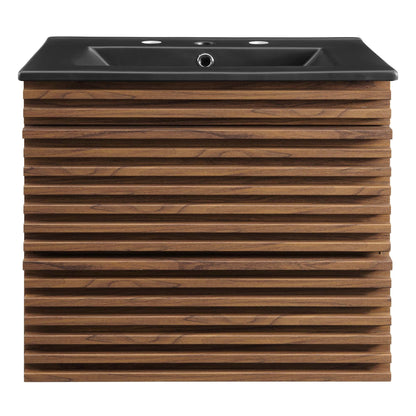 Render 24" Wall-Mount Bathroom Vanity by Modway - Charcoal Black / Oak Black / Walnut Black