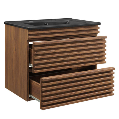 Render 24" Wall-Mount Bathroom Vanity by Modway - Charcoal Black / Oak Black / Walnut Black