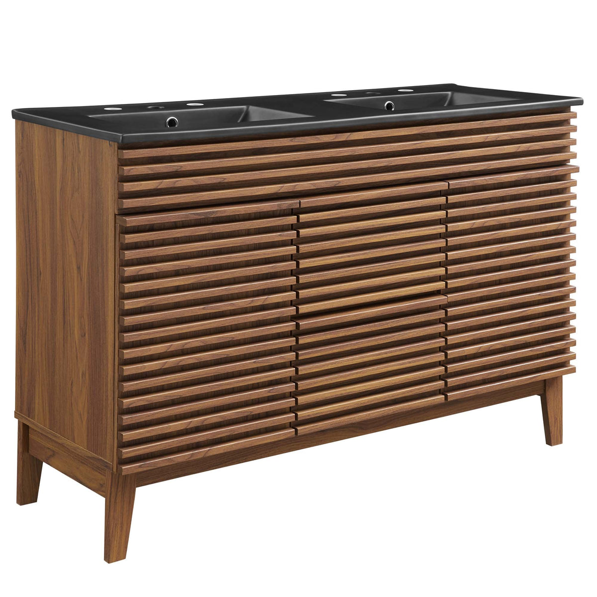 Render 48" Double Sink Bathroom Vanity by Modway - Walnut Black
