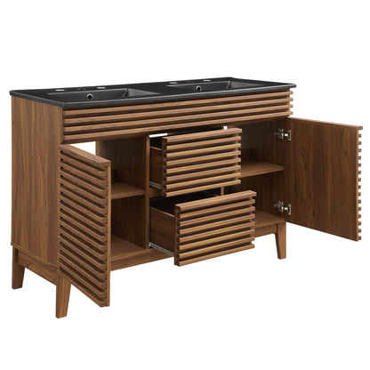 Render 48" Double Sink Bathroom Vanity by Modway - Walnut Black