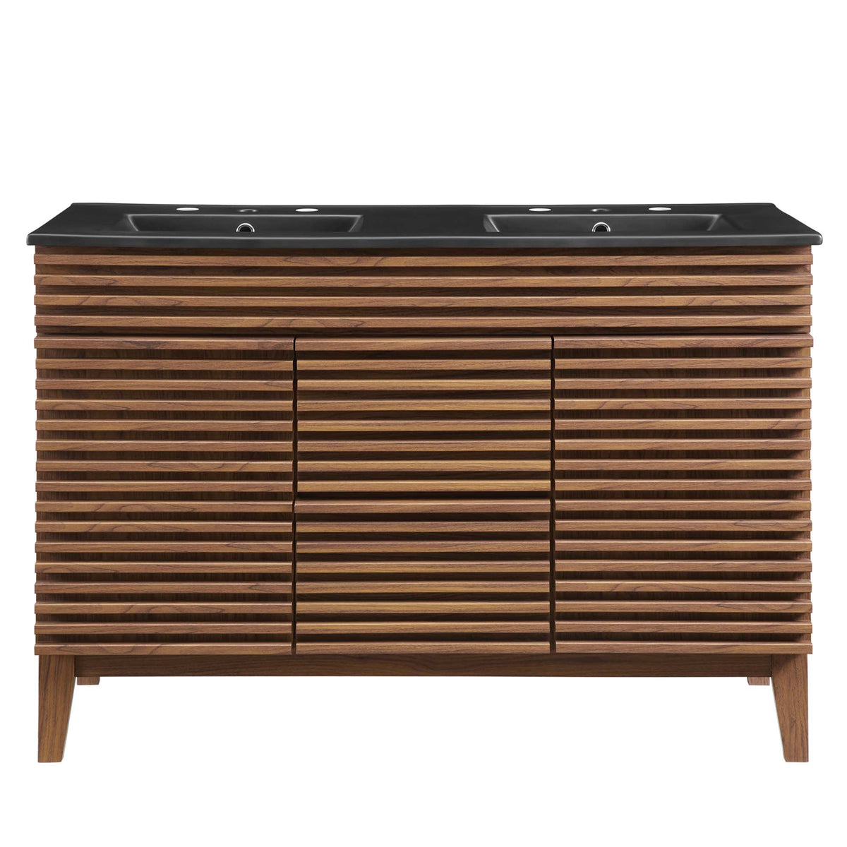 Render 48" Double Sink Bathroom Vanity by Modway - Walnut Black