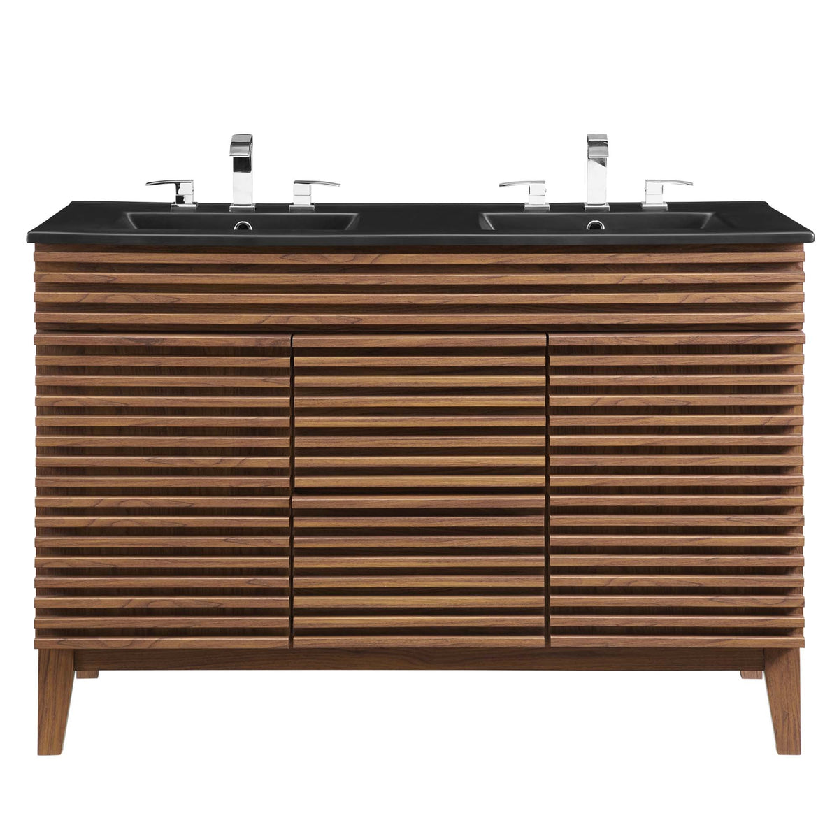 Render 48" Double Sink Bathroom Vanity by Modway - Walnut Black