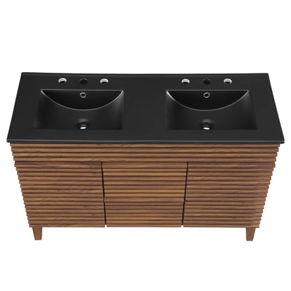 Render 48" Double Sink Bathroom Vanity by Modway - Walnut Black