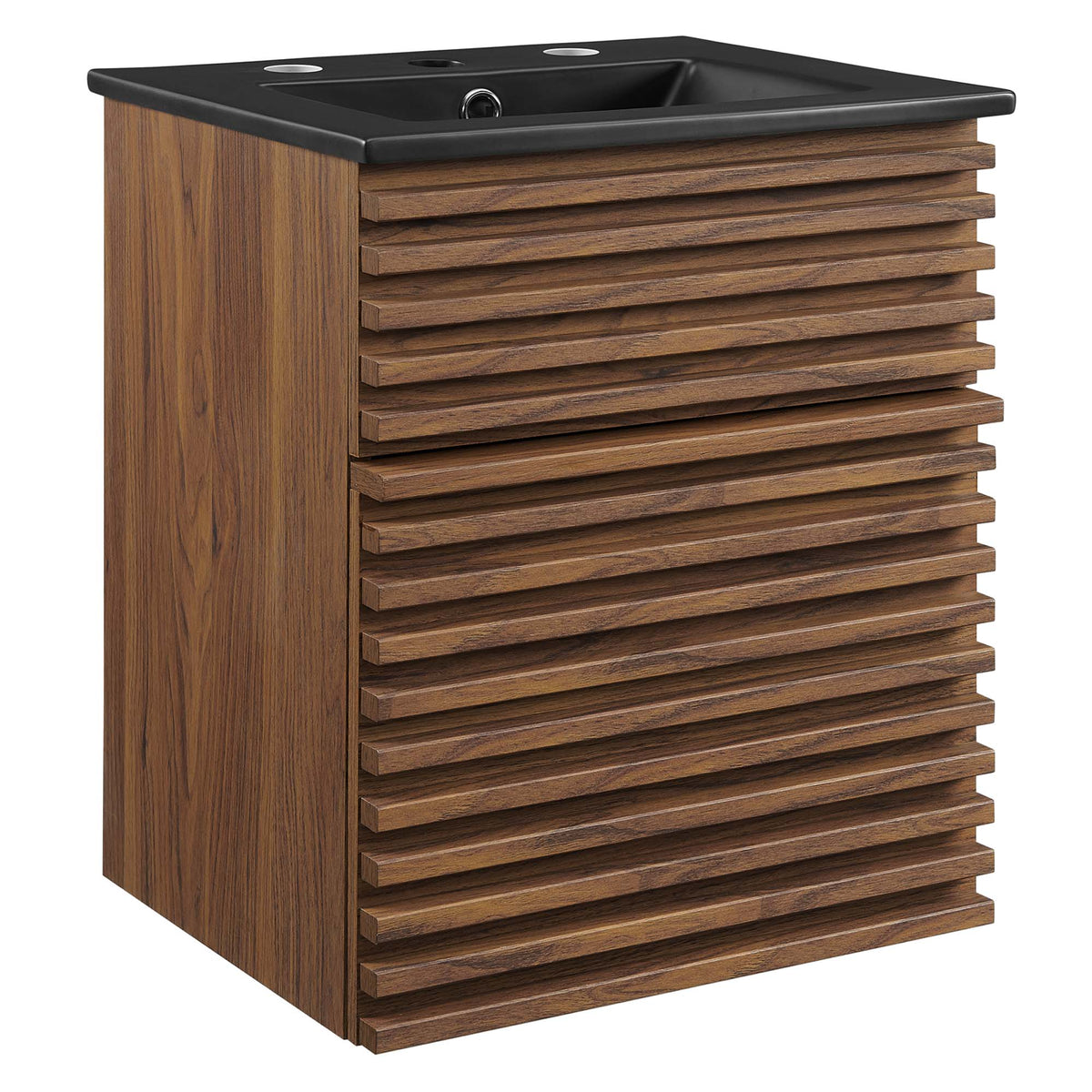 Render 18" Wall-Mount Bathroom Vanity by Modway - Walnut Black
