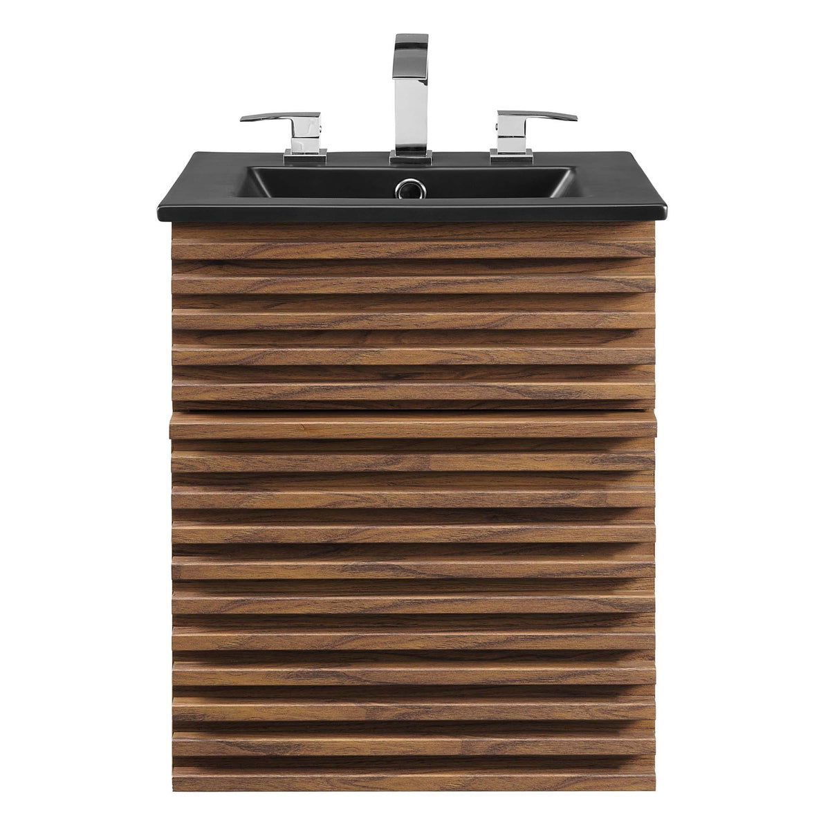 Render 18" Wall-Mount Bathroom Vanity by Modway - Walnut Black