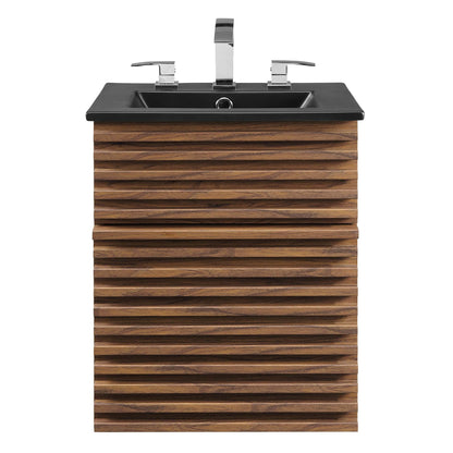 Render 18" Wall-Mount Bathroom Vanity by Modway - Walnut Black