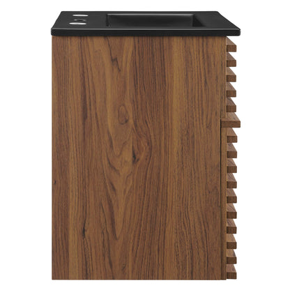 Render 18" Wall-Mount Bathroom Vanity by Modway - Walnut Black