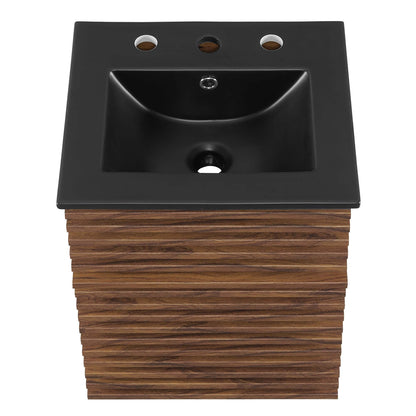 Render 18" Wall-Mount Bathroom Vanity by Modway - Walnut Black