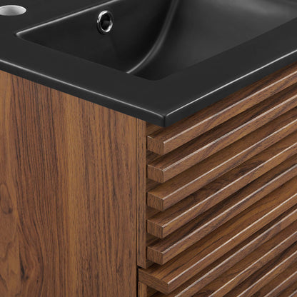 Render 18" Wall-Mount Bathroom Vanity by Modway - Walnut Black
