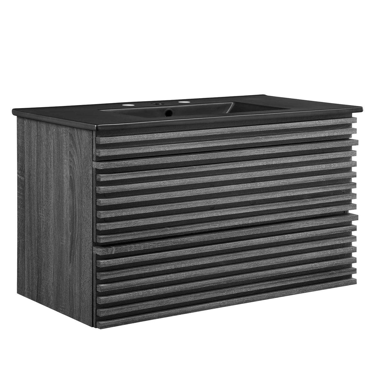 Render 36" Wall-Mount Bathroom Vanity by Modway - Charcoal Black / Oak Black / Walnut Black
