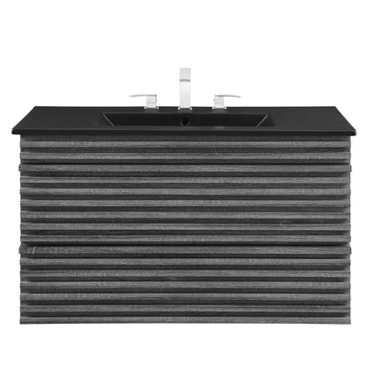 Render 36" Wall-Mount Bathroom Vanity by Modway - Charcoal Black / Oak Black / Walnut Black