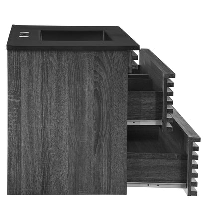 Render 36" Wall-Mount Bathroom Vanity by Modway - Charcoal Black / Oak Black / Walnut Black