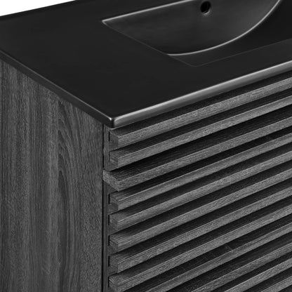 Render 36" Wall-Mount Bathroom Vanity by Modway - Charcoal Black / Oak Black / Walnut Black