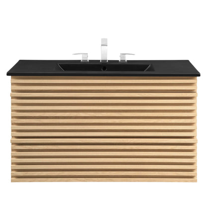 Render 36" Wall-Mount Bathroom Vanity by Modway - Charcoal Black / Oak Black / Walnut Black