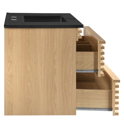Render 36" Wall-Mount Bathroom Vanity by Modway - Charcoal Black / Oak Black / Walnut Black