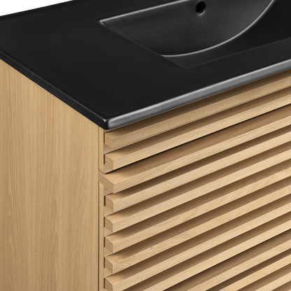 Render 36" Wall-Mount Bathroom Vanity by Modway - Charcoal Black / Oak Black / Walnut Black