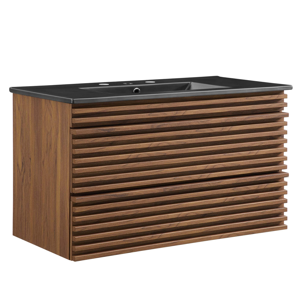 Render 36" Wall-Mount Bathroom Vanity by Modway - Charcoal Black / Oak Black / Walnut Black