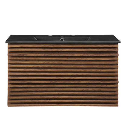 Render 36" Wall-Mount Bathroom Vanity by Modway - Charcoal Black / Oak Black / Walnut Black