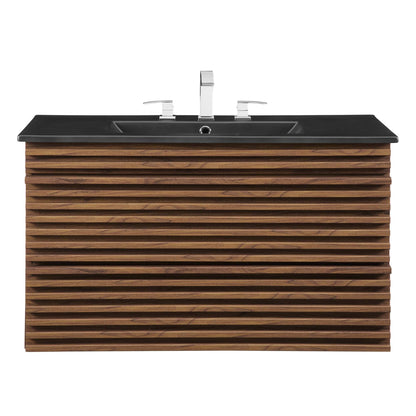 Render 36" Wall-Mount Bathroom Vanity by Modway - Charcoal Black / Oak Black / Walnut Black