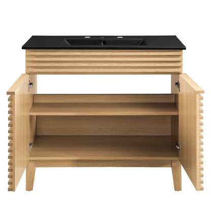 Render 36" Bathroom Vanity by Modway - Charcoal Black / Oak Black / Walnut Black